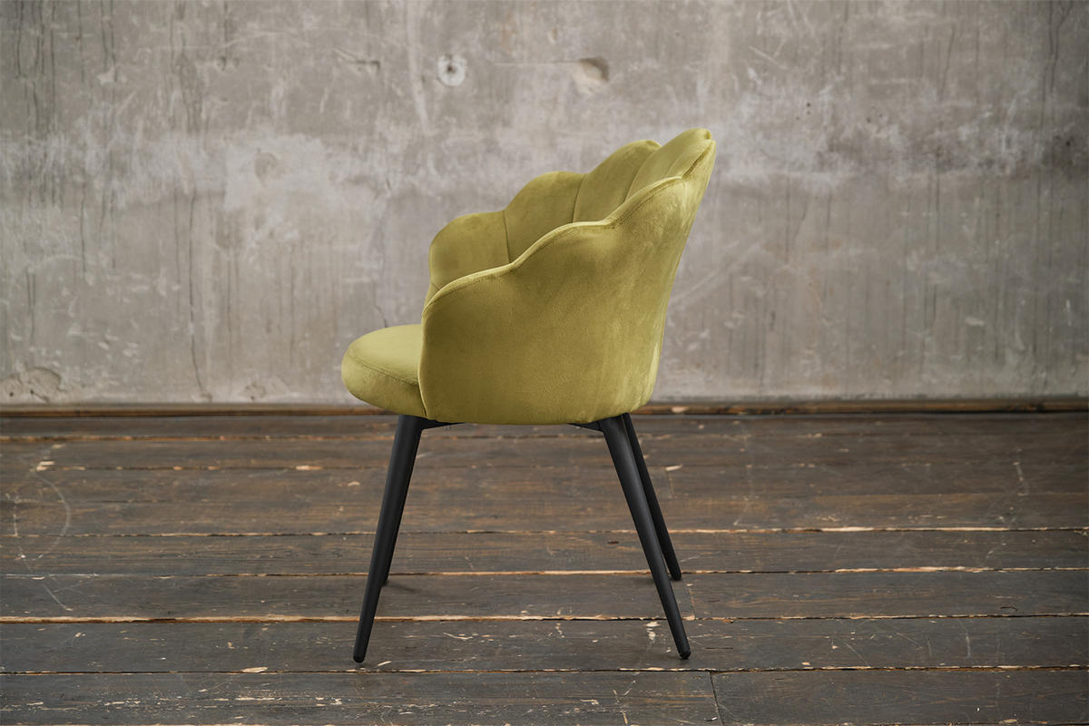 ESSZIMMERSTUHL CARLA Grün Velvet - Schwarz/Grün, Textil (65/79/58cm) - KAWOLA