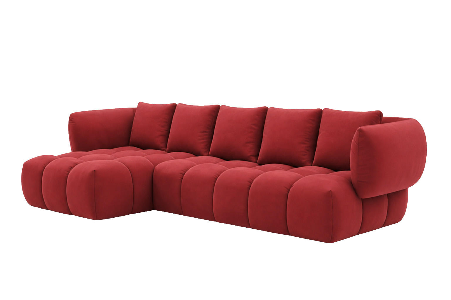 ECKSOFA L-Form, Veloursstoff Bluvel, Rotwein, Links, SEVIO L - Weinrot, Holz (242/175cm) - Kaiser Möbel