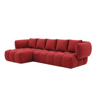 ECKSOFA L-Form, Veloursstoff Bluvel, Rotwein, Links, SEVIO L - Weinrot, Holz (242/175cm) - Kaiser Möbel