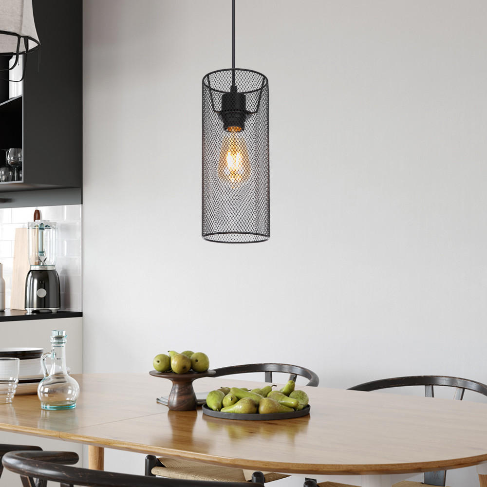 HÄNGELEUCHTE Metallgeflecht Schwarz matt - Schwarz, Metall (12/12/120cm) - Globo Lighting