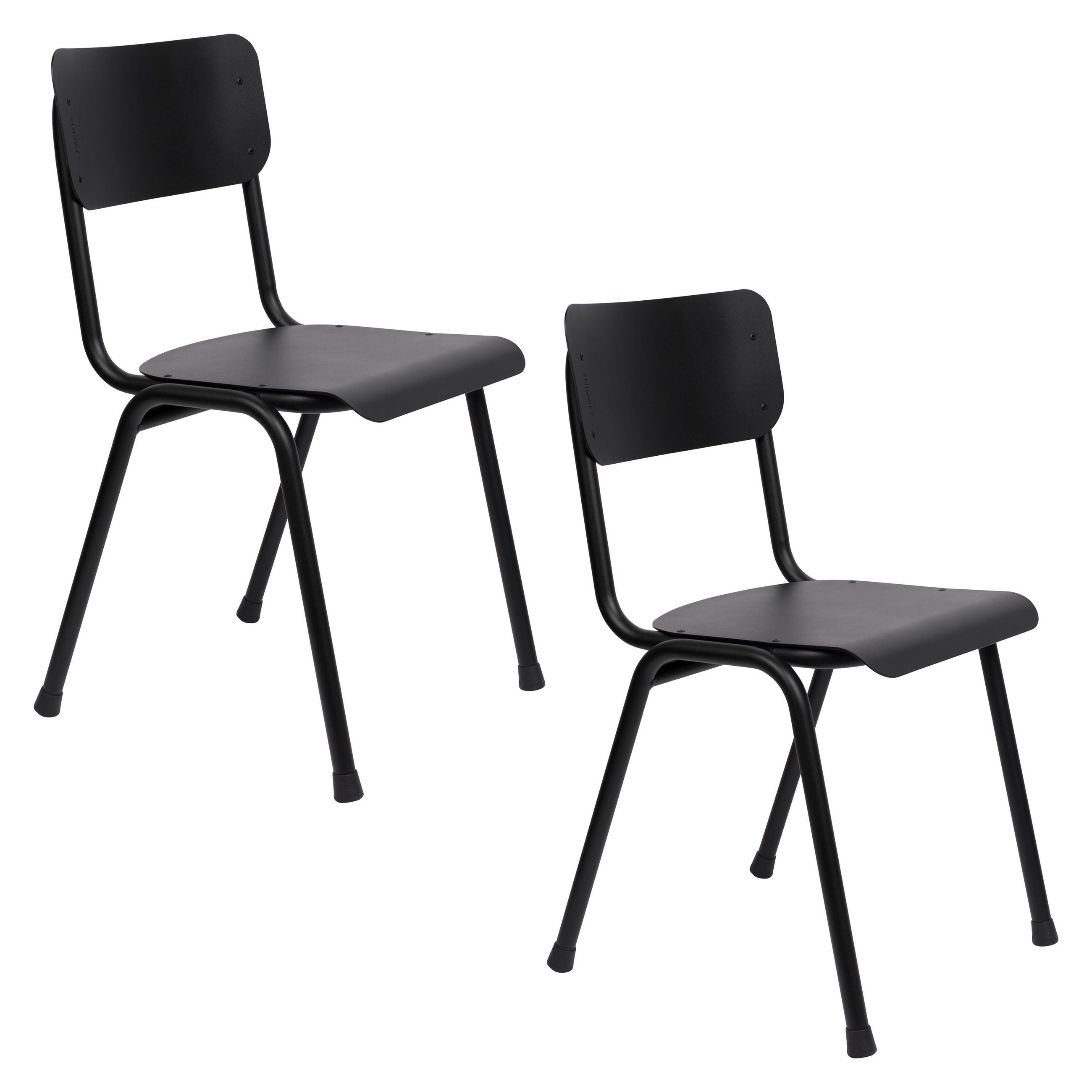 GARTENSTUHL Back To School Matte Schwarz - 2 er Set - Schwarz, Metall (43/82.5/49cm) - Zuiver