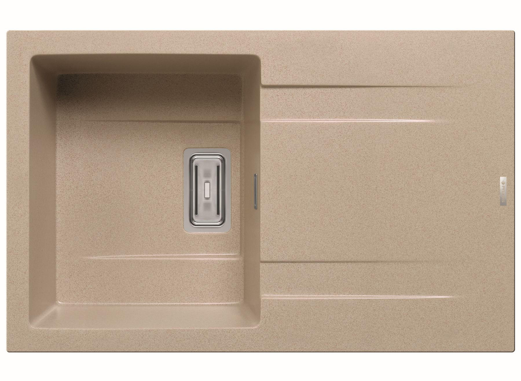 KÜCHENSPÜLE 79x50cm Einbauspüle Kartesio 45cm Unterschrank Küche Abtropffläche - Beige, Metall (50/21/79cm)