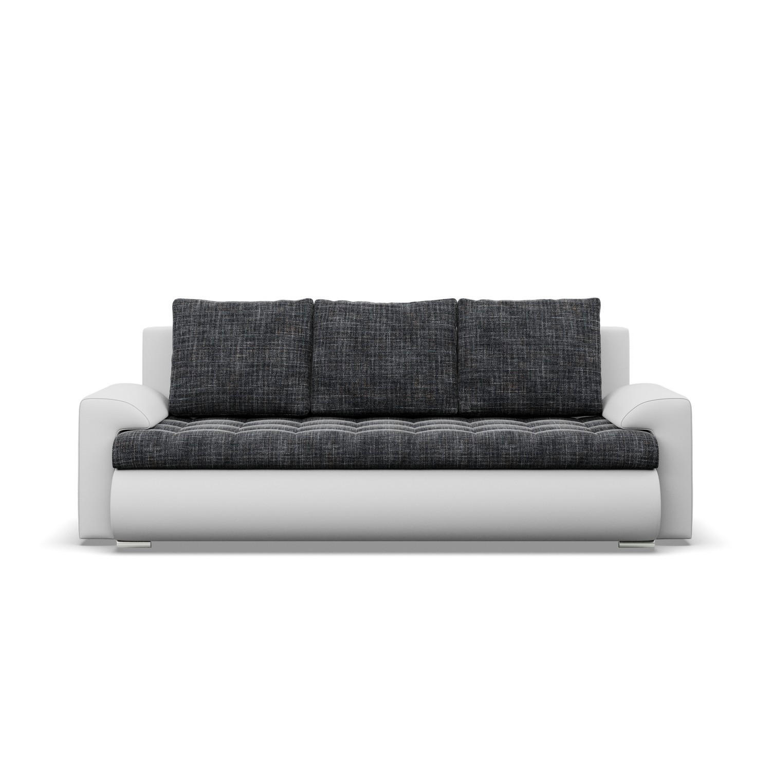 SOFA 3-SITZER MIT SCHLAFFUNKTION FORESTA, Schwarz + Grau - Schwarz/Grau, Textil (222/92/96cm)