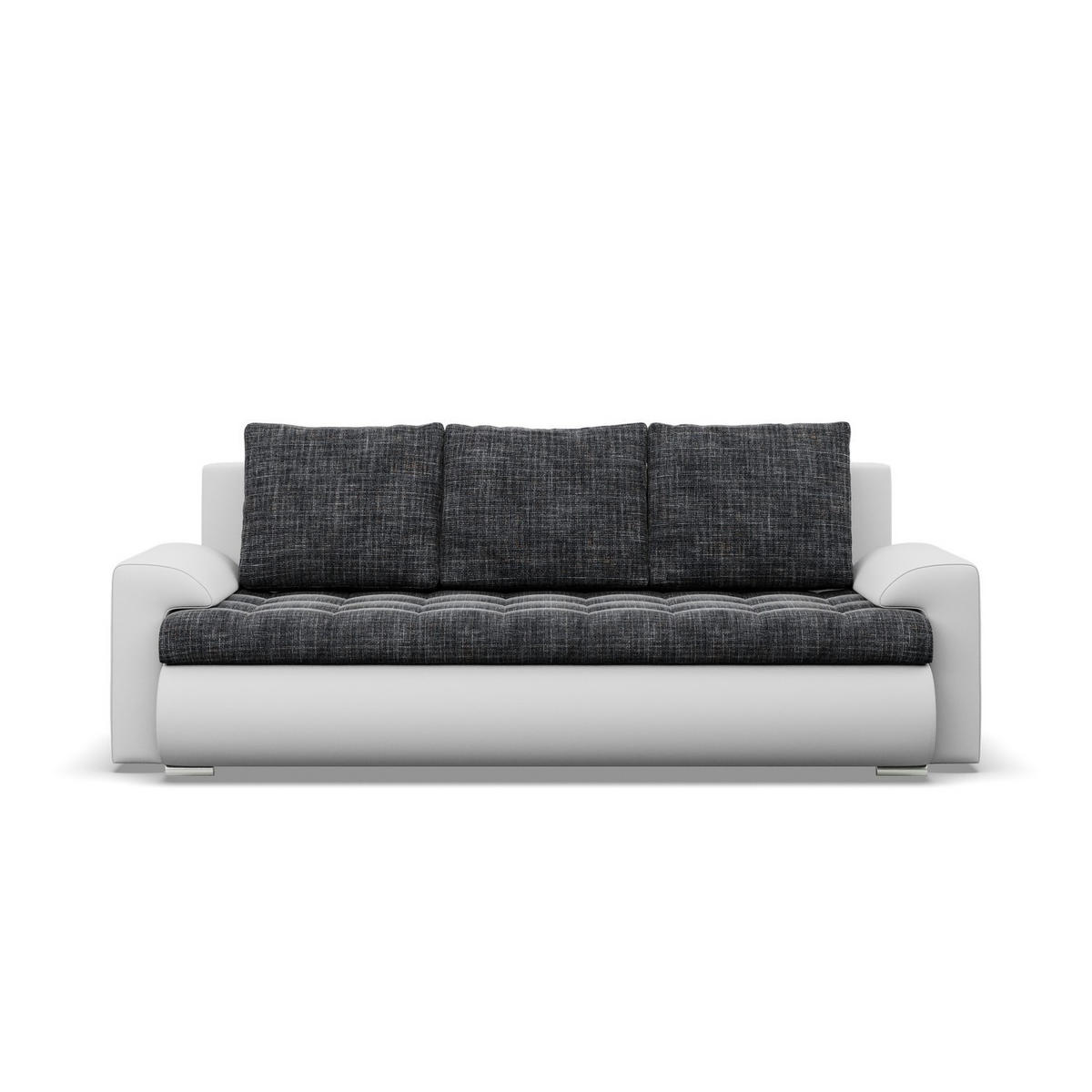 SOFA 3-SITZER MIT SCHLAFFUNKTION FORESTA, Schwarz + Grau - Schwarz/Grau, Textil (222/92/96cm)