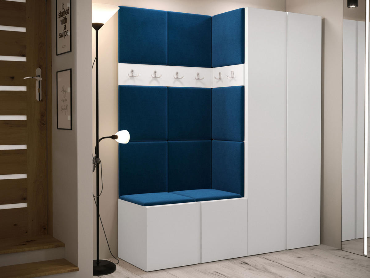 GARDEROBEN-SET Orion III - Blau/Weiß, Holzwerkstoff/Kunststoff (158/186/46cm) - MIRJAN24