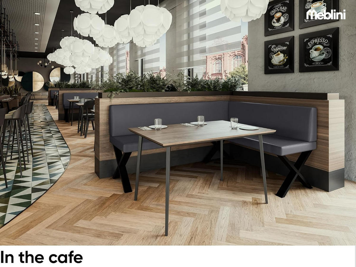 ECKBANK TONI_X - Grau, Leder (128/168cm) - Meblini