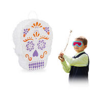 PINATA Totenkopf - Weiß, Papier/Wellpappe (27.5/35.5/10cm) - Relaxdays
