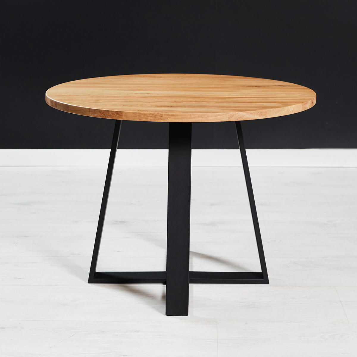 ESSTISCH Cloud Runder aus massivem Eichenholz 110 cm - Eichefarben/Schwarz, Holz/Metall (110/110/75cm) - Danzz