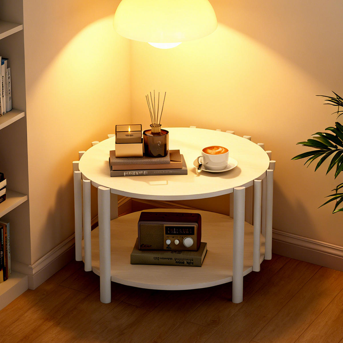 RUNDER Couchtisch Ø 70 × 40 cm – Skandinavisches, minimalistisches Design, Naturholz-Optik, Weiß - Weiß, Holzwerkstoff (70/74/40cm) - Ej. Life