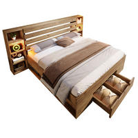 POLSTERBETT 180/200 cm Eiche aus Holz und Metall mit LED und Stauraum - Eichefarben, Metall (180/200cm) - OKMYHOME