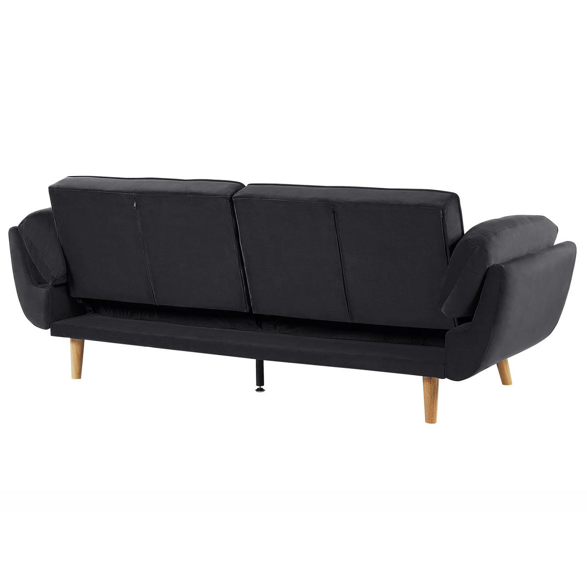 3-SITZER-SCHLAFSOFA Samtstoff Schwarz Asby - Schwarz, Textil (218/82/83cm) - Beliani