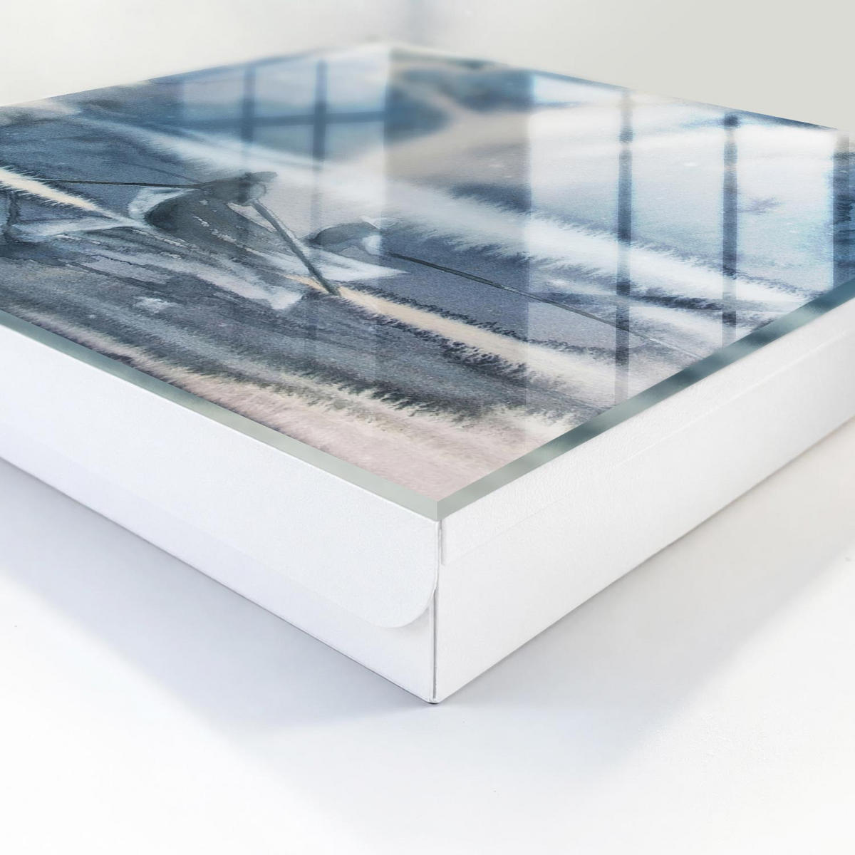 SCHLÜSSELBOX Weiß 30x30 cm – Türöffnung nach rechts - Erdrückte Stille - Blau, Metall (30/30/5cm) - TULUP