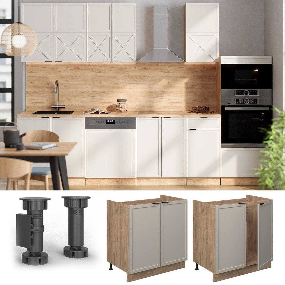 SKŘÍŇKA POD DŘEZ Fame-Line GreyBeige 80 cm , PD Antracit - šedá/medově dubová, kompozitní dřevo (80/82/60cm) - Vicco