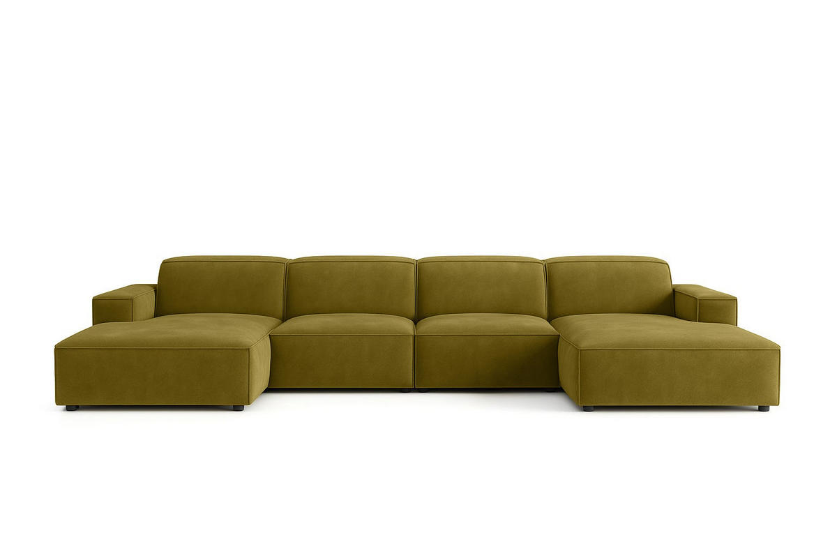 ECKSOFA Cursal U-Form, Stoff Salvador, Olive - Olivgrün, Holz (364/166cm) - Kaiser Möbel