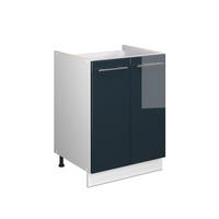 SKŘÍŇKA POD DŘEZ Fame-Line, Tmavě modrá s vysokým leskem/Bílá, 60 cm - bílá/tmavě modrá, kompozitní dřevo (60/82/51.6cm) - Vicco