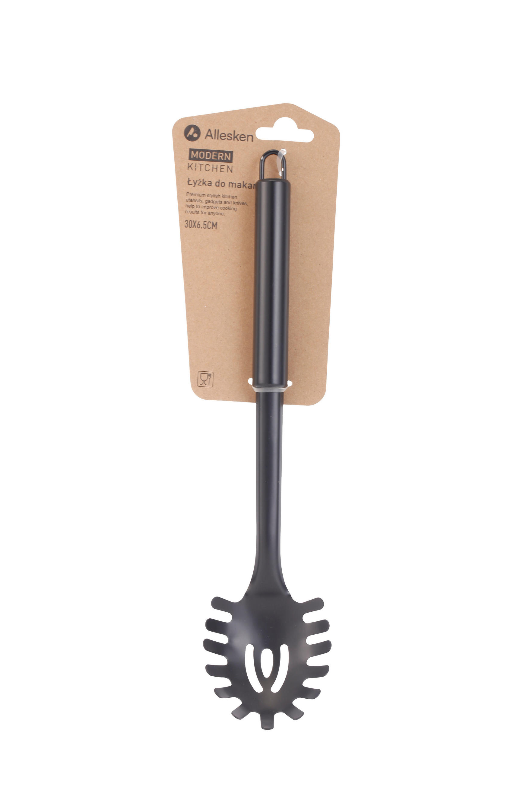 NUDELLÖFFEL Modern Kitchen Schwarz 30/6.5/4 cm Metall - Schwarz, Metall (30cm) - Mondex