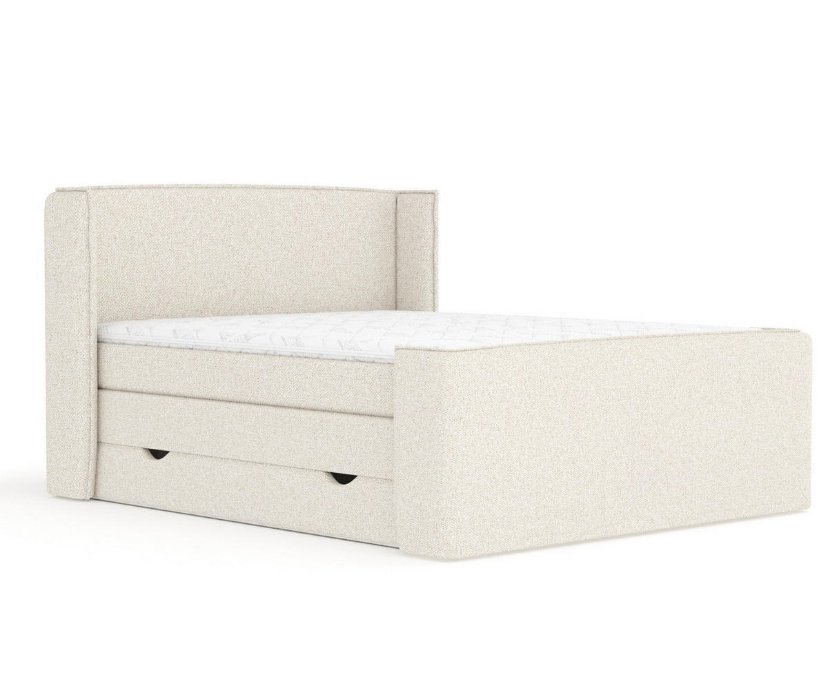 BOXSPRINGBETT Freeland Creme 160/200 cm mit Matratze und Topper - Creme/Schwarz, Holz/Holzwerkstoff (160/200cm) - Maison de Reve