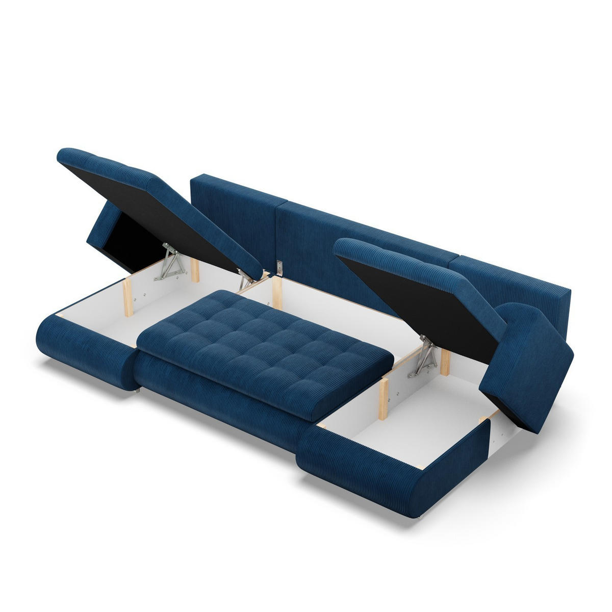 U-SOFA MIT SCHLAFFUNKTION FORESTA, Cord - Dunkelblau - Dunkelblau, Textil (302/89/159cm)