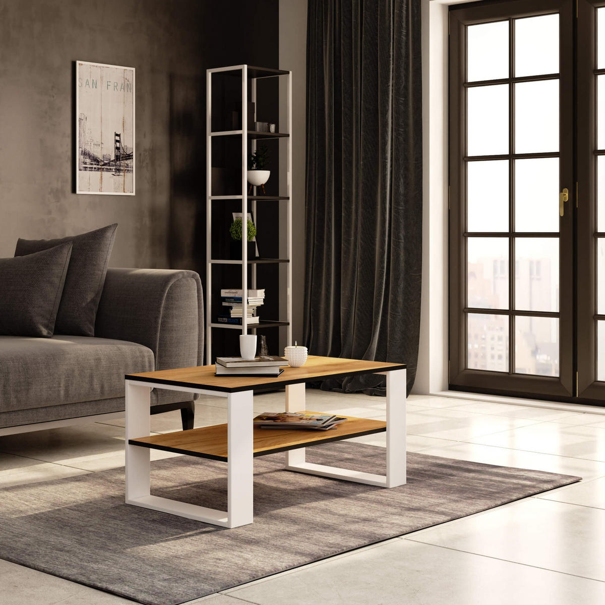 COUCHTISCH ALEX Craft-Weiß, 92x53x45 cm - Weiß/Nickelfarben, Holz (92/45/53cm) - Milordbikes