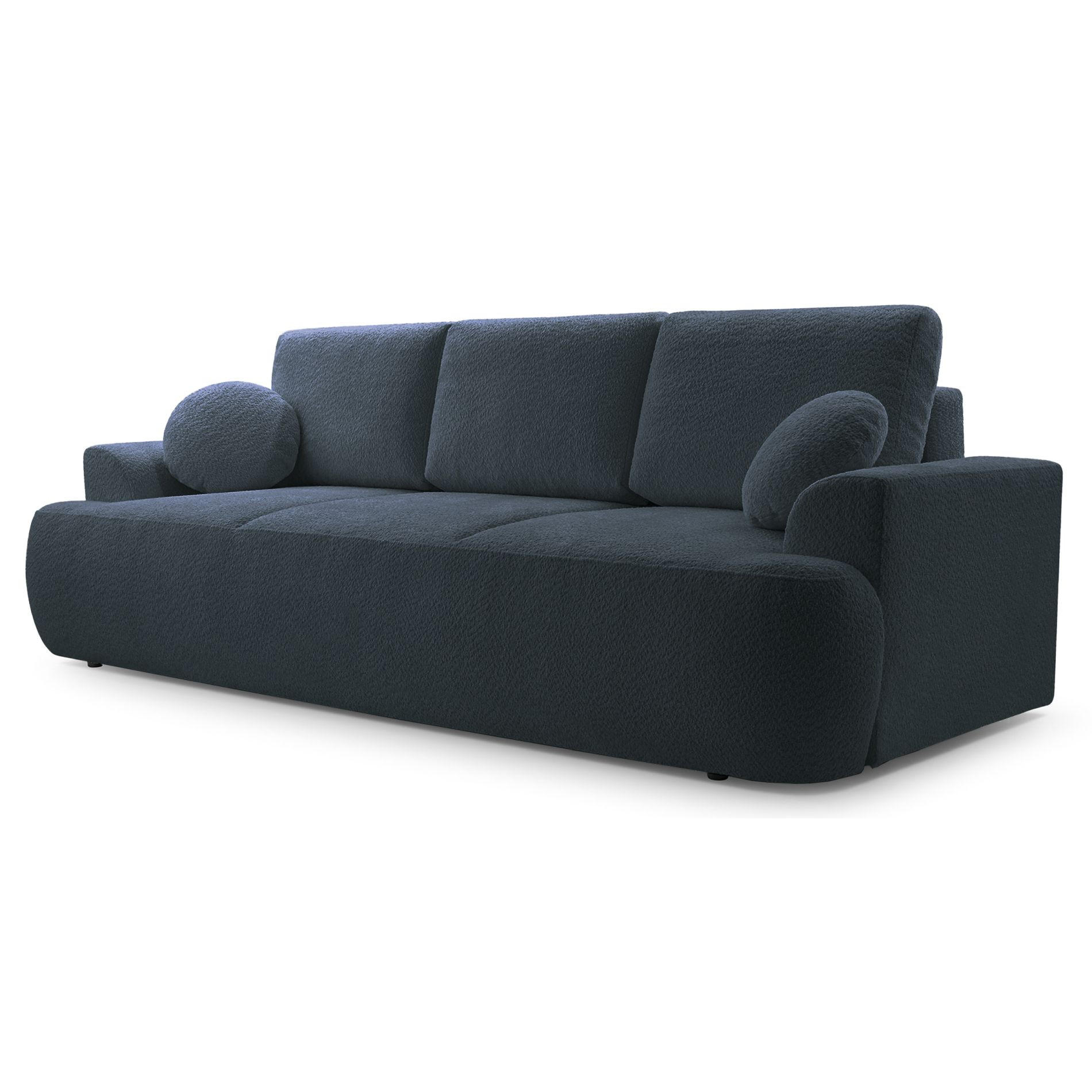3-SITZER SOFA Barletto Dunkelgrau Bouclé - Dunkelgrau/Schwarz, Holz/Textil (248/94/110cm) - Selsey