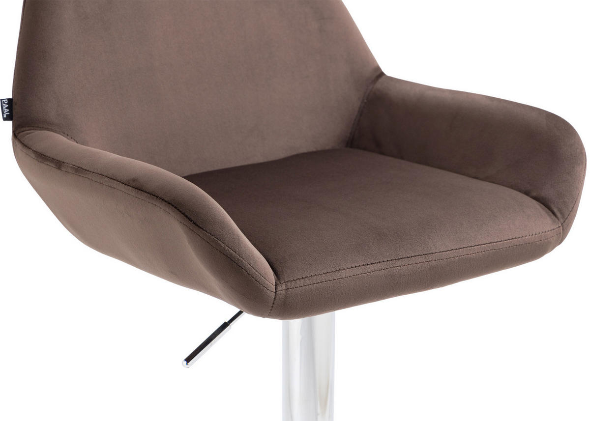 BARHOCKER 2er Set Samt Braun - Chromfarben/Braun, Textil/Metall (51/89/52cm) - CLP