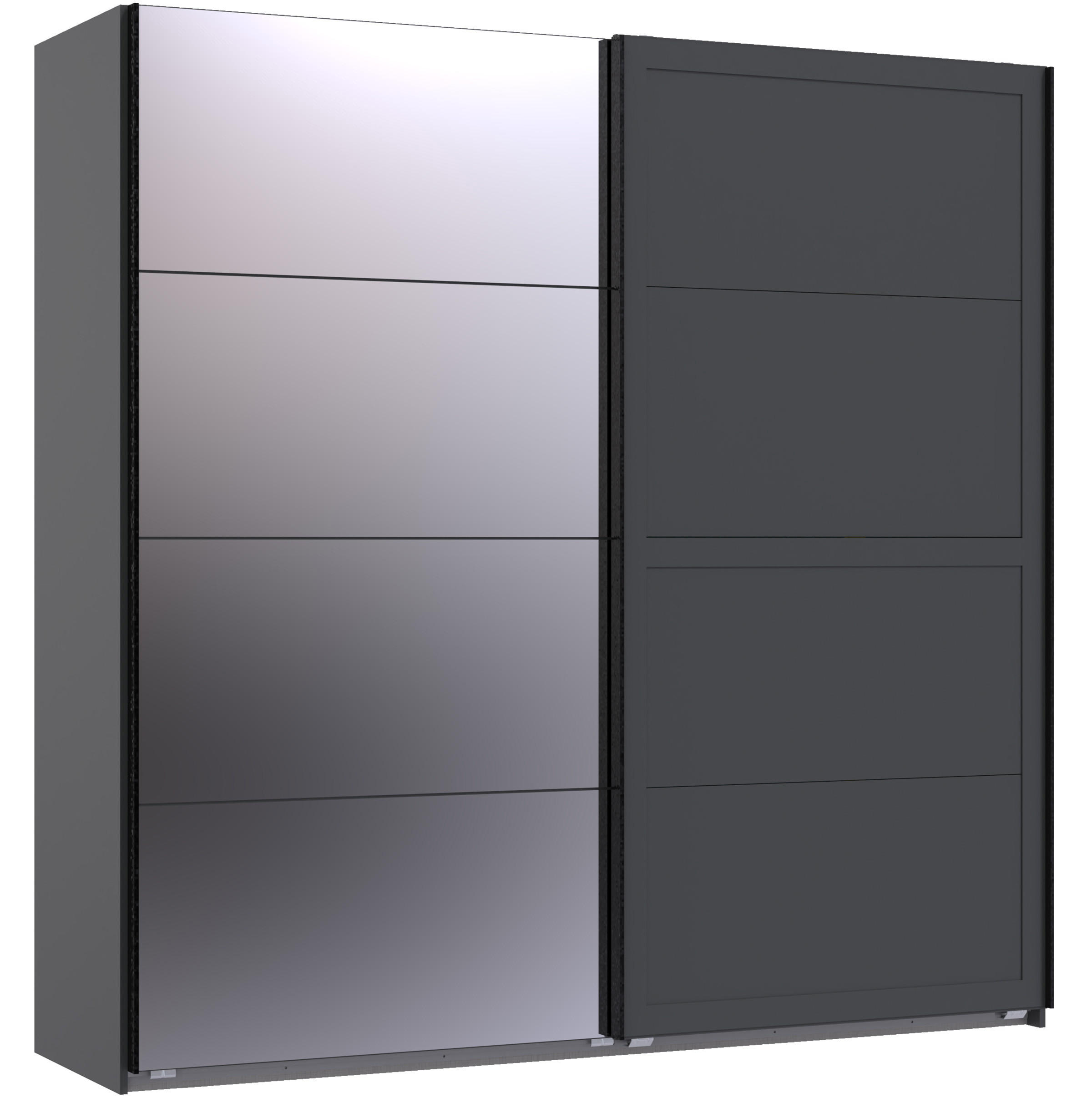 KLEIDERSCHRANK Chalet in Grafit - Schwebetürenschrank 180 cm (mit Spiegel) - Grau, Holzwerkstoff (180/208/65cm)