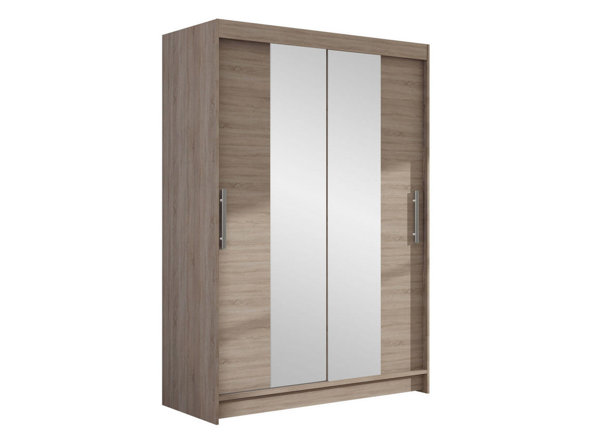 KLEIDERSCHRANK Miami II - Silberfarben/Trüffeleichefarben, Holzwerkstoff/Kunststoff (120/200/58cm) - MIRJAN24
