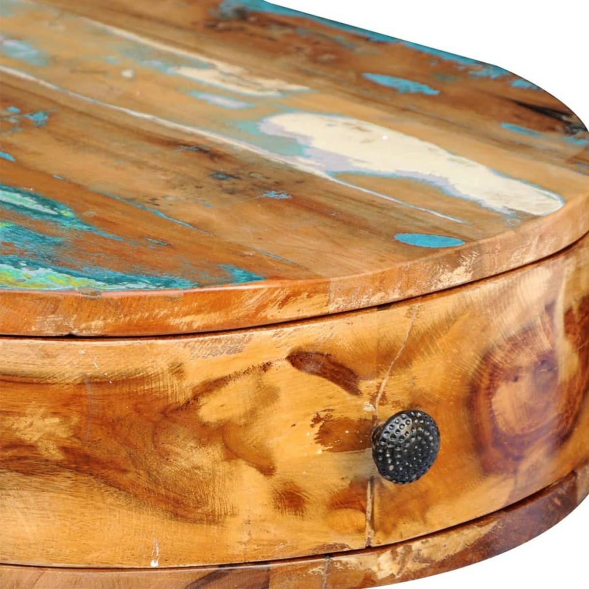 SCHREIBTISCH Altholz Massiv Mit Eisenbeinen - Braun, Holz (97/45/76cm) - vidaXL