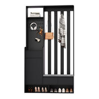FLURGARDEROBE 35/100/180 cm mit Sitzbank, Stecktafel, Schublade und 4 Haken aus MDF, Schwarz - Schwarz, Holzwerkstoff (100/180/35cm) - Redom