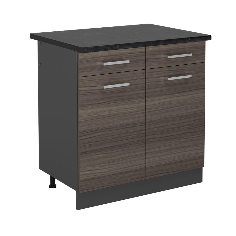 KÜCHENUNTERSCHRANK R-Line Edelgrau 80 cm , AP Anthrazit - Anthrazit/Braun, Holzwerkstoff (80/81.6/60cm) - Vicco