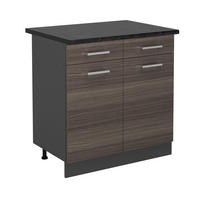 KÜCHENUNTERSCHRANK R-Line Edelgrau 80 cm , AP Anthrazit - Anthrazit/Braun, Holzwerkstoff (80/81.6/60cm) - Vicco