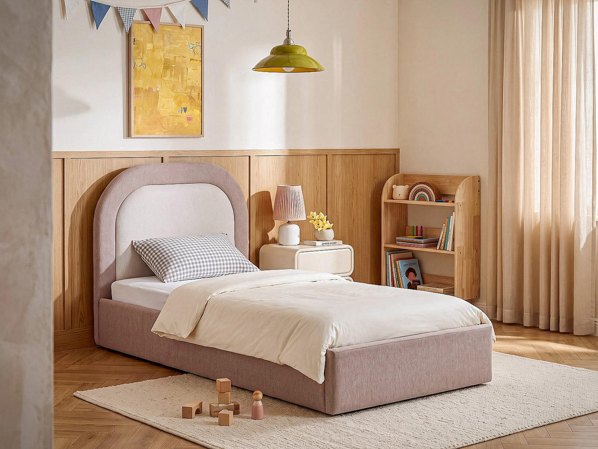 BETT mit Bettkasten - 1 Person - stoff - taupe, beige Idono - Weiß, Textil (90/190cm) - Vente-Unique