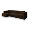 ECKSOFA OLVERA Braun Plüsch-Stoff mit Schlaffunktion - Braun, Holz (347/148cm) - MASSENO