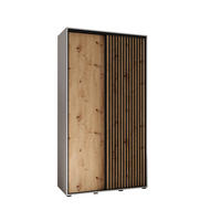 SCHWEBETÜRENSCHRANK 205,2/140/60 2-türig - Schwarz/Eiche Artisan, Holz/Metall (140/205.2/60cm) - Abiks Möbel