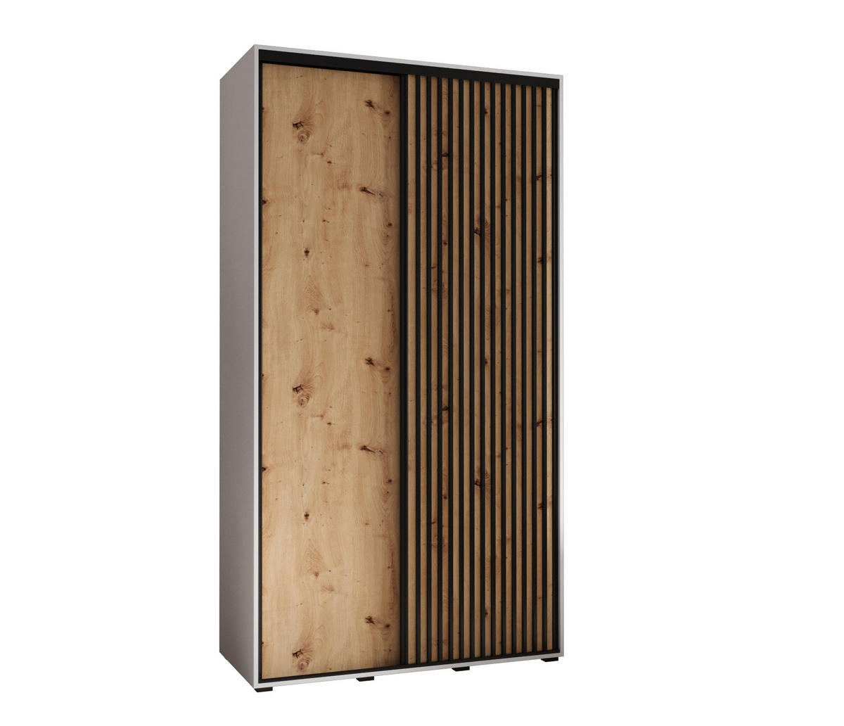 SCHWEBETÜRENSCHRANK 205,2/140/60 2-türig - Schwarz/Eiche Artisan, Holz/Metall (140/205.2/60cm) - Abiks Möbel