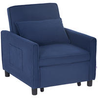 SCHLAFSESSEL, 3-in-1 , Kord, Blau - Blau, Kunststoff (84/81/74cm) - HOMCOM