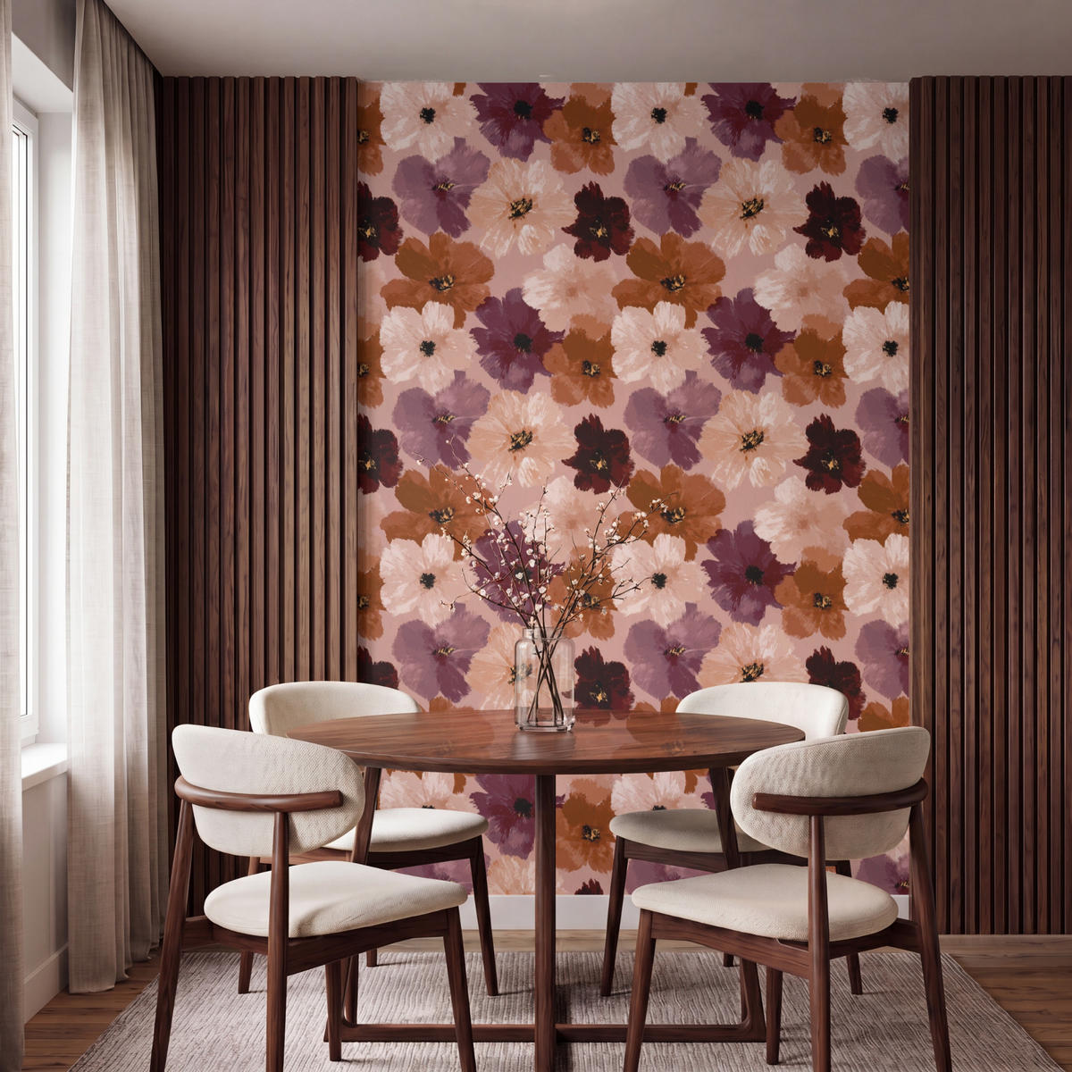 TAPETE - Blumen - Abstrakt - Erdtöne - 160x240 cm - Multicolor, Papier (160/240cm) - OnlyWow