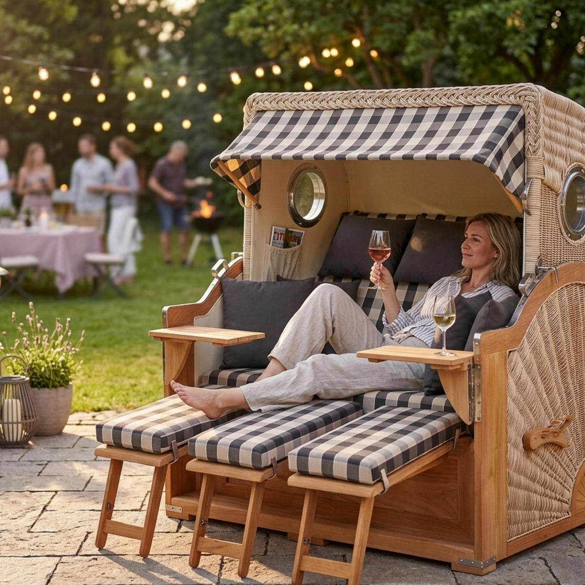 STRANDKORB XXL Baltikum - Braun, Naturmaterialien/Metall (170/170/95cm) - Mr. Deko