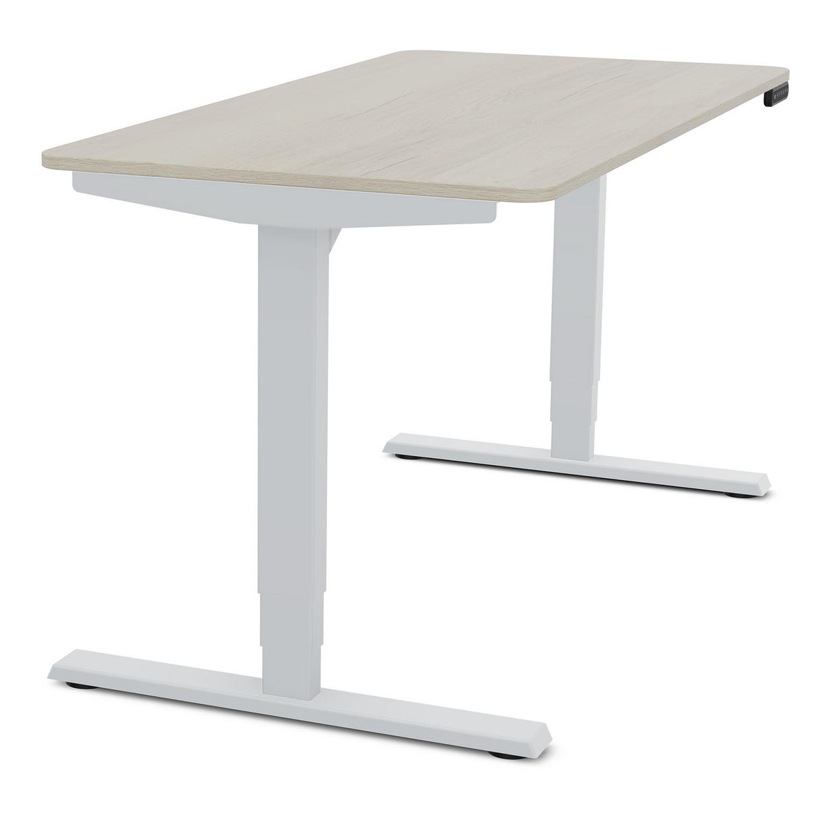 SCHREIBTISCH Elektrisch höhenverstellbarer Schreibtisch Y-Line Curved Eiche Polar Weißaluminium 140/80/62-127cm - Eiche Bianco/Weiß Hochglanz, Holzwerkstoff/Metall (80/140/127cm) - ASSMANN