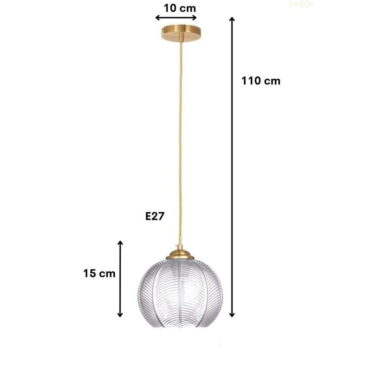 PENDELLEUCHTE Paris - Transparent/Goldfarben, Glas/Metall (19/19/110cm) - kiki design