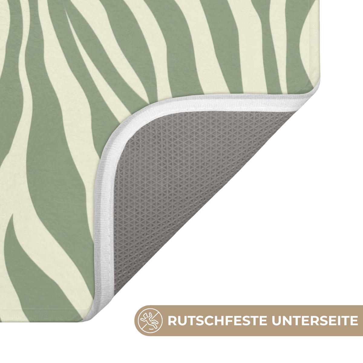 KOUPELNOVÁ PŘEDLOŽKA Zebra - Motiv - zelená 60x90 cm - šalvějově zelená, textil/plast (60/90cm)