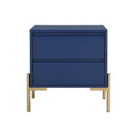 NACHTTISCH - 50 cm x 40 cm - Holz, Platte - Blau - KORASA - Blau, Holz (50/50/40cm) - Vente-Unique