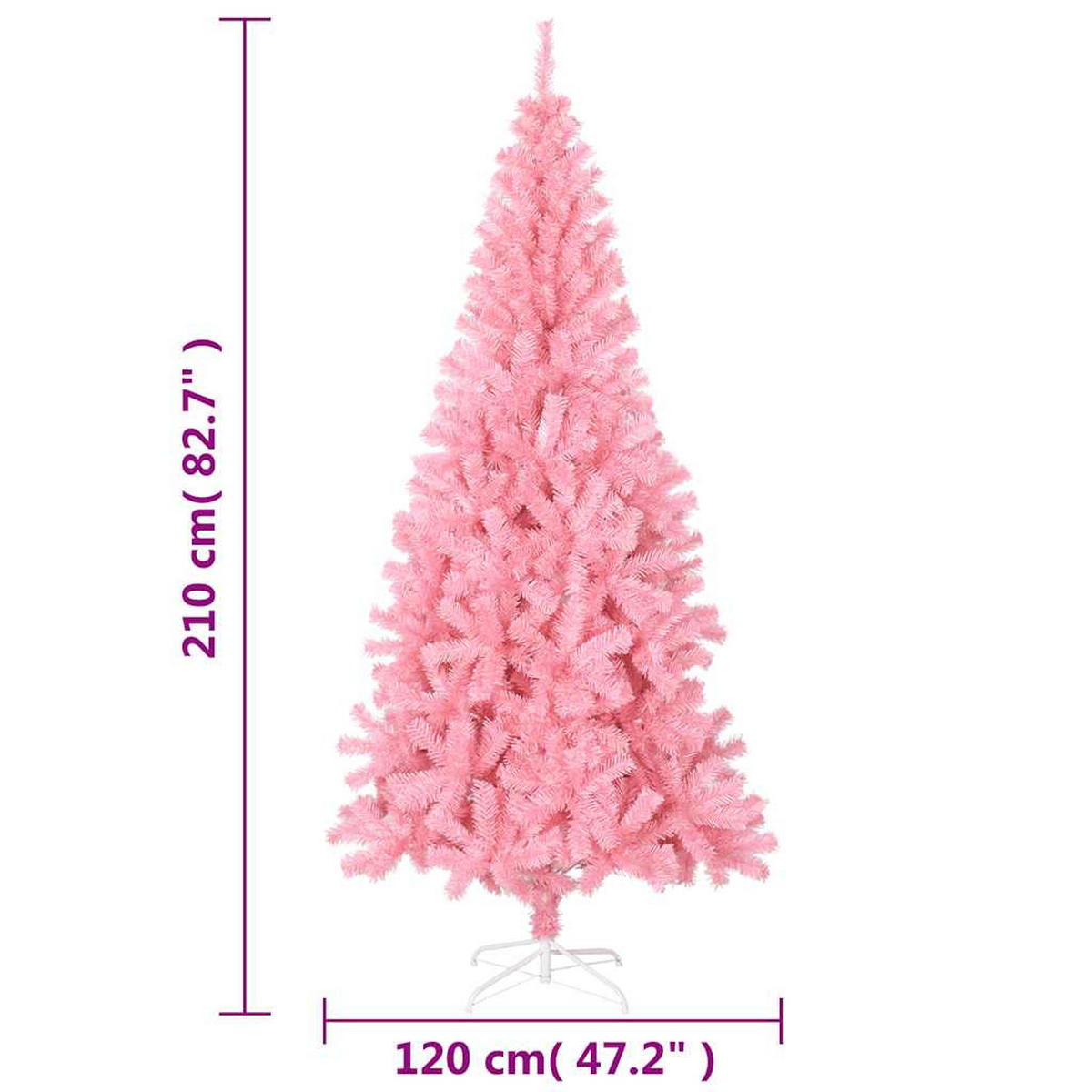 WEIHNACHTSBAUM Künstlicher Mit Ständer Rosa 210 Cm Pvc - Rosa, Kunststoff (210cm) - vidaXL