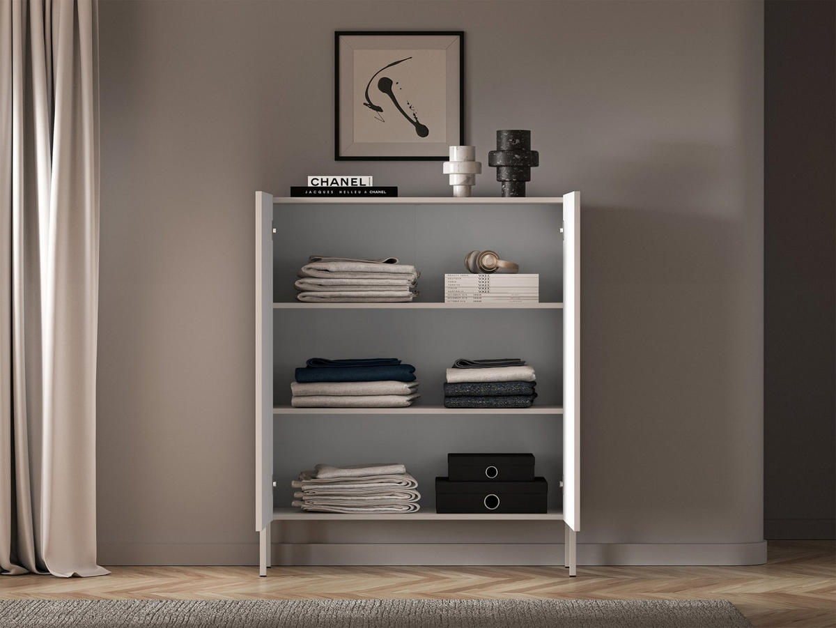 HIGHBOARD Derriva Hellbeige 100 cm - Ecru/Beige, Holzwerkstoff/Metall (100/120/37cm) - Selsey