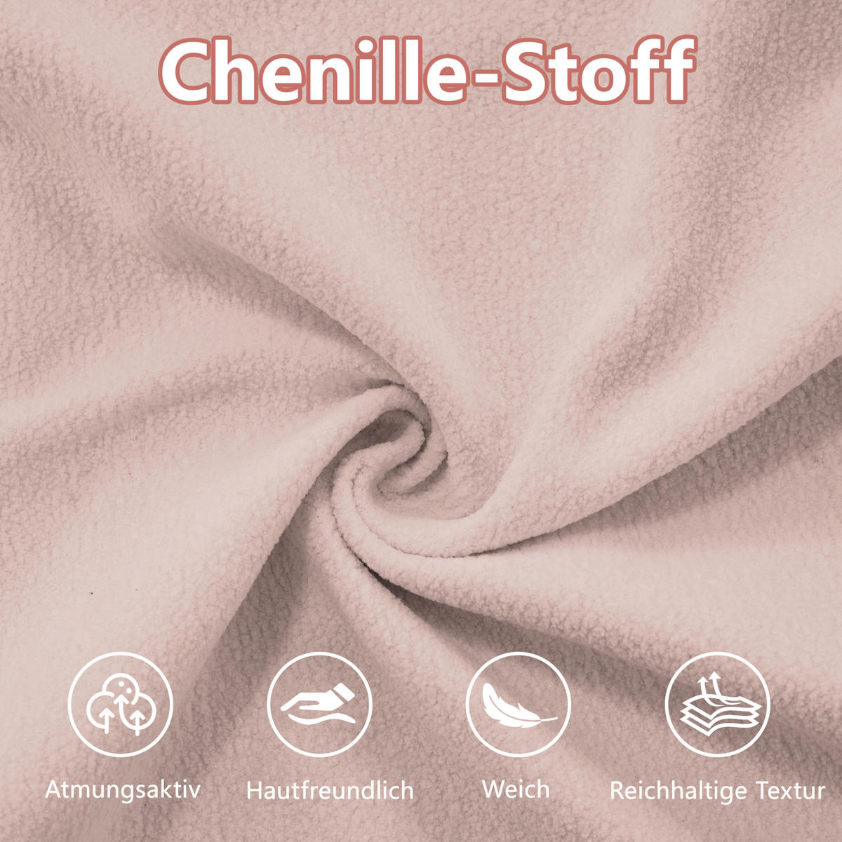 ECKSOFA 220/145/81 cm in Rosa aus Chenille mit Ottomans - Pink, Textil (145/220cm) - Flora Grace