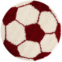 TEPPICH Kinder Hochflor Fußball Motiv Polypropylen Kinderzimmer Rot Rund 100x100 - Rot, Textil (100/100cm) - KADIMA DESIGN