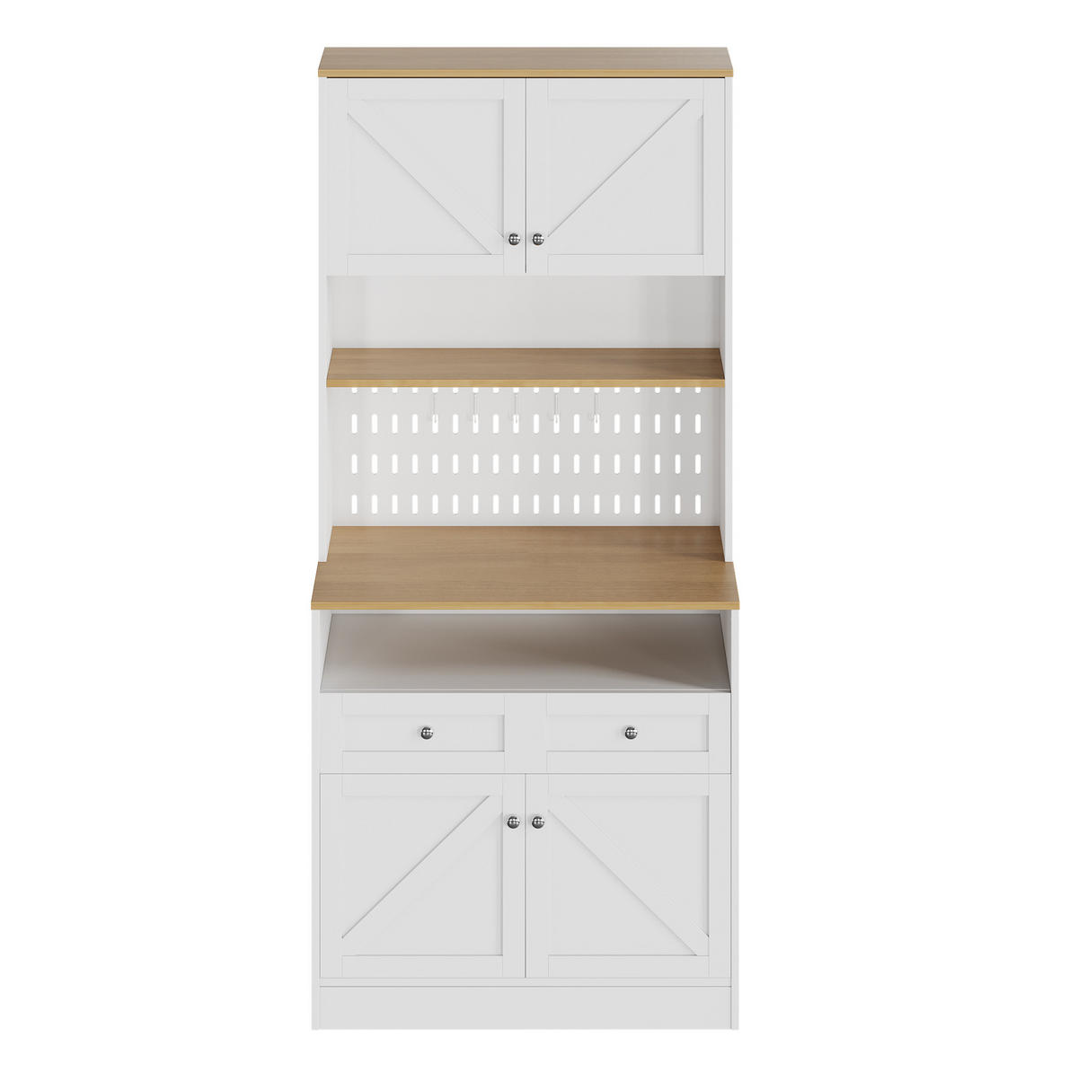 SIDEBOARD 120/30/80 cm mit 4 Türen, verstellbaren Einlegeböden und Push-to-open, MDF/Spanplatte, Weiß - Weiß, Holzwerkstoff (120/80/30cm) - Redom