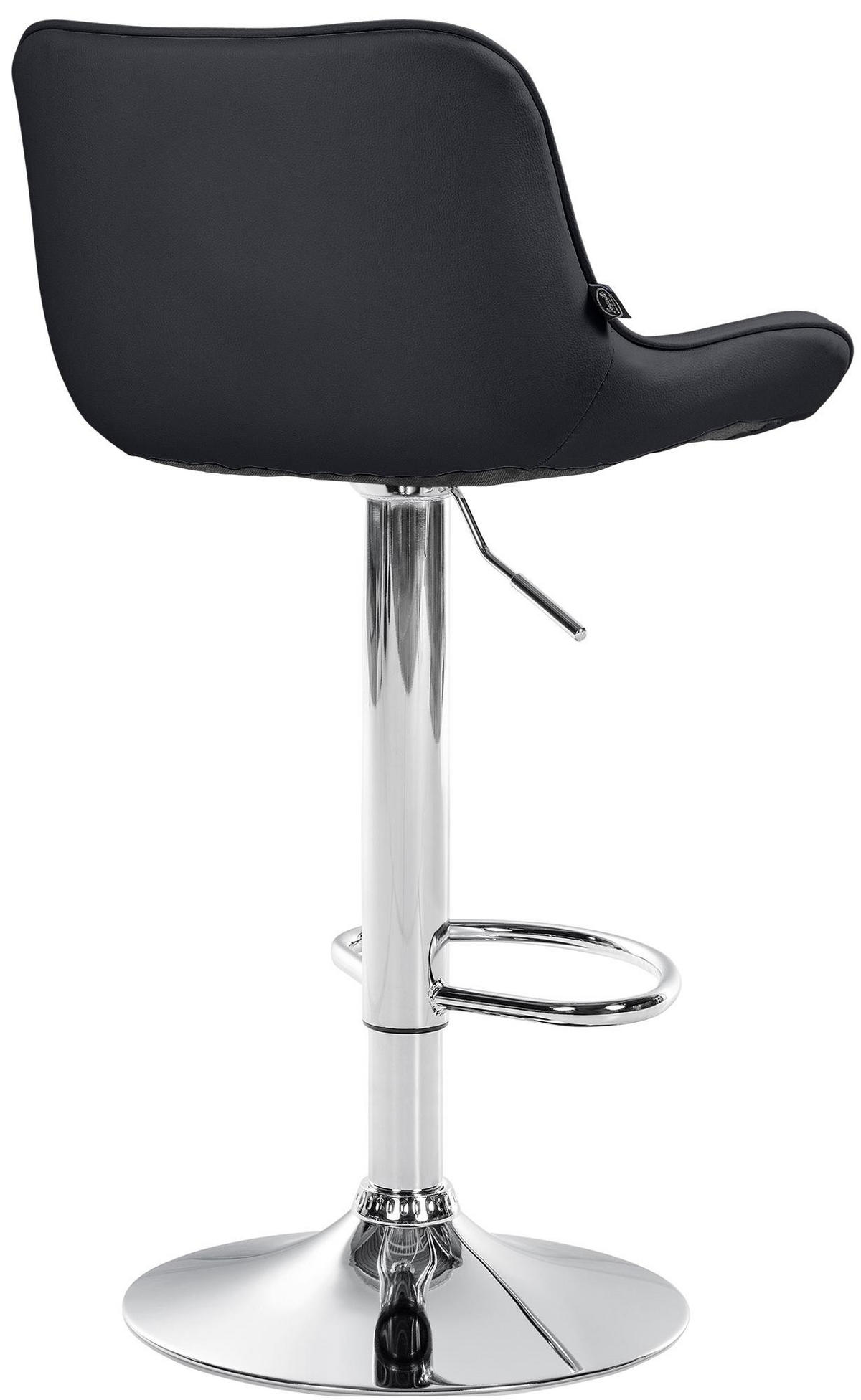 BARHOCKER 2er Set Lederlook schwarz - Chromfarben/Schwarz, Textil/Metall (49/85/51cm) - CLP