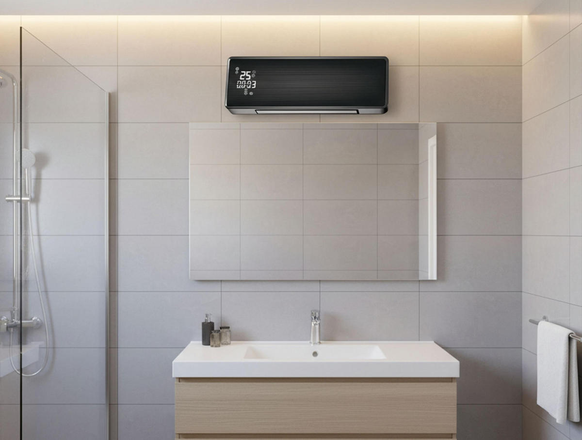 SPLIT-WANDHEIZUNG Schwarz mit Fernsteuerung und Programmierung 2000 W - Schwarz, Kunststoff (55/19/13cm) - Purline