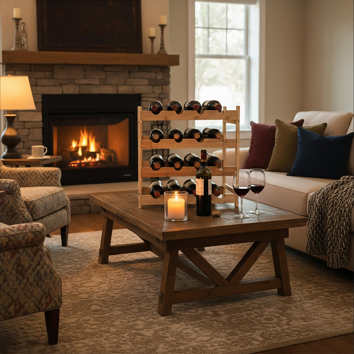 WEINREGAL - Hellbraun, Holz (45/42/45cm) - Relaxdays